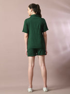 Myshka Women's Green Solid Regular Fit Shirt | Grocsy