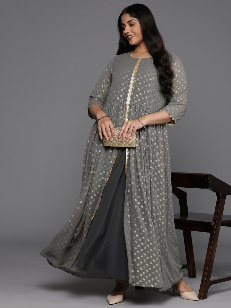 Ahalyaa Women's Traditional wear Ethnic Dress - Grey | Grocsy