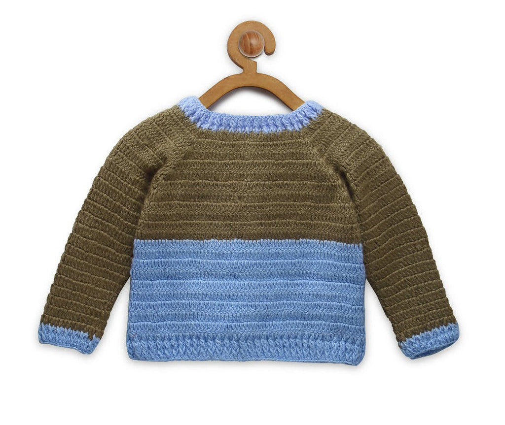 Chutput Kids Blue Coloured Solid Pullover with Applique Detail | Grocsy