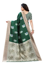 Vamika Green Printed Art Silk Saree | Grocsy
