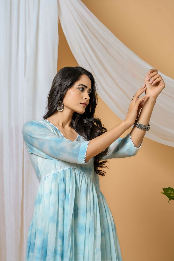 Joban Fashion Blue Tie & Dye Kurta Pant Set | Grocsy