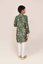 Joban Fashion Cotton Silk Green Kurta With Straight Fit Pant | Grocsy