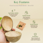 Thenga Natural Oval Coconut Shell Bowls | Grocsy