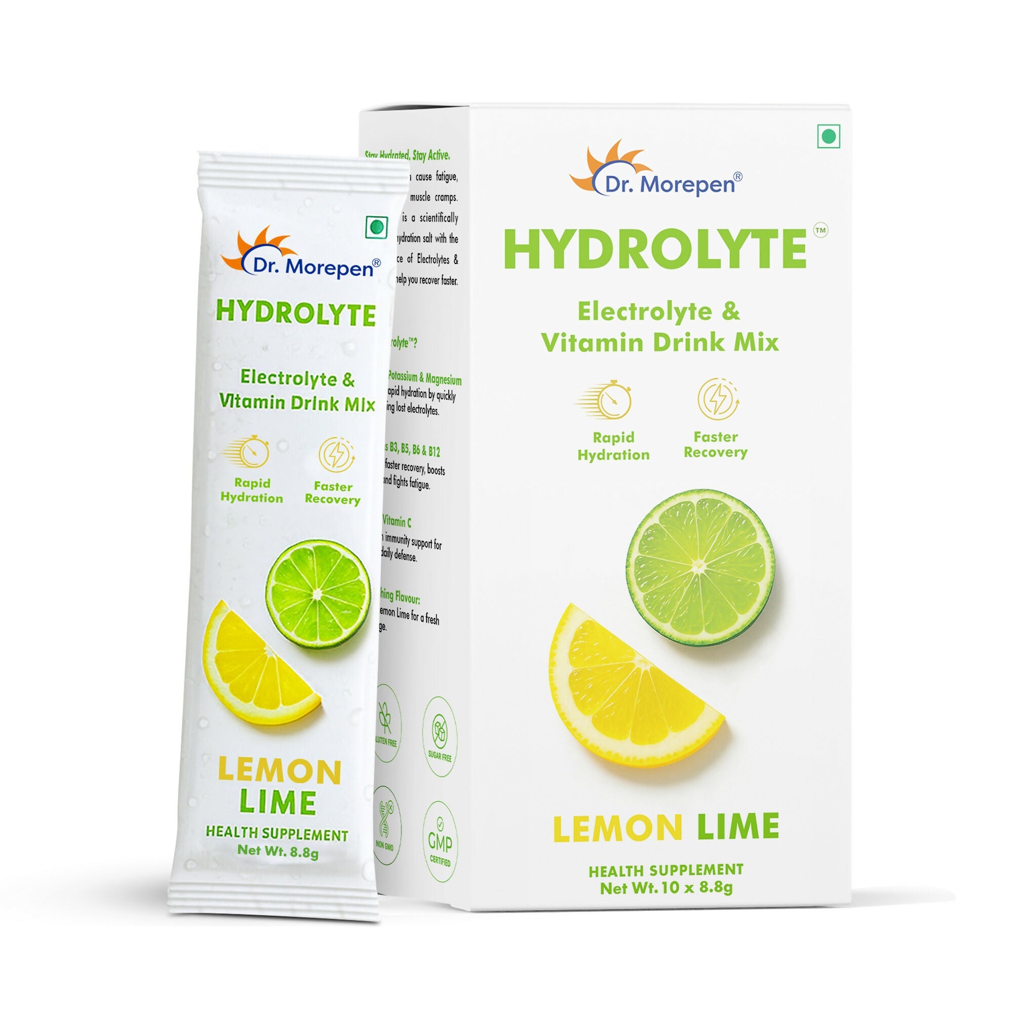 Dr. Morepen Hydrolyte Electrolyte & Vitamin Drink Mix - Lemon Lime | Grocsy
