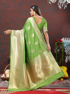 Lorenvalley Fashion Parotgreen Soft Silk Woven Design Gold Zari Weaving Saree | Grocsy