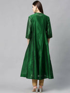 Juniper Women Jadegreen Chanderi Silk Solid Anarkali Kurta | Grocsy