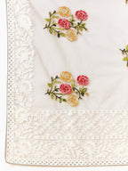 Grey Organza Floral Embroidered Saree with Unstitched Blouse Piece - Roozal | Grocsy