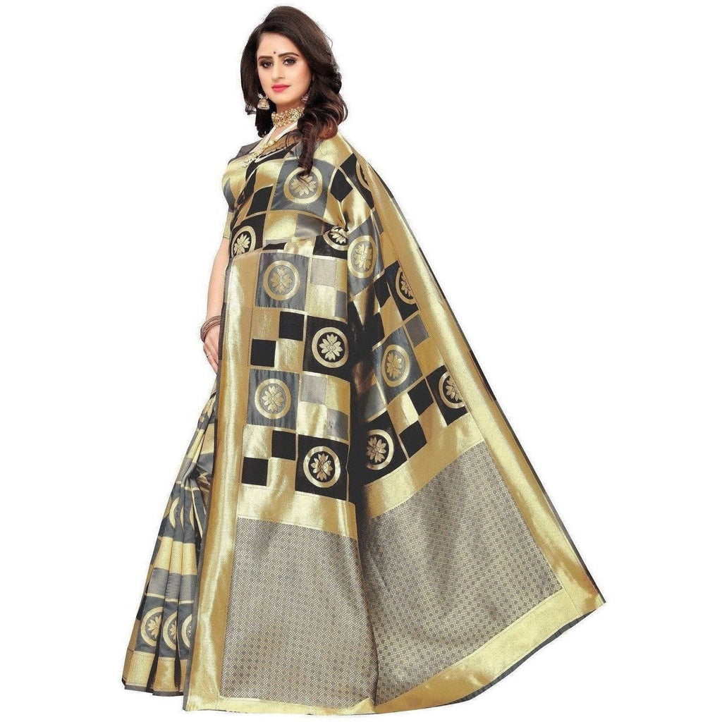 Vamika Banarasi Jaquard Grey Weaving Saree (Banarasi 24) | Grocsy