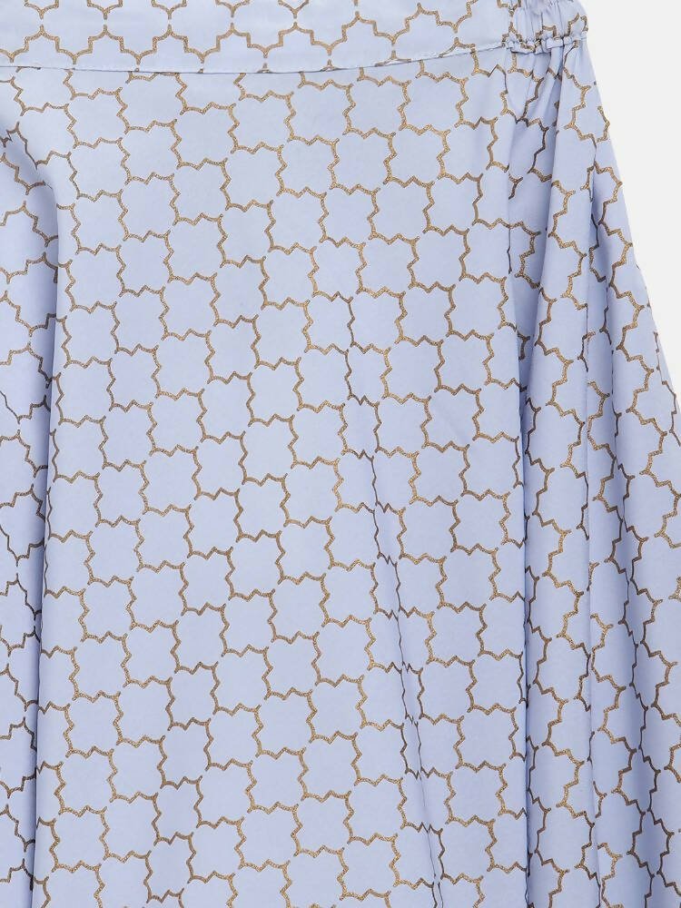 Ahalyaa Blue Crepe Printed Kids Kurta With Harem Pants For Girls | Grocsy