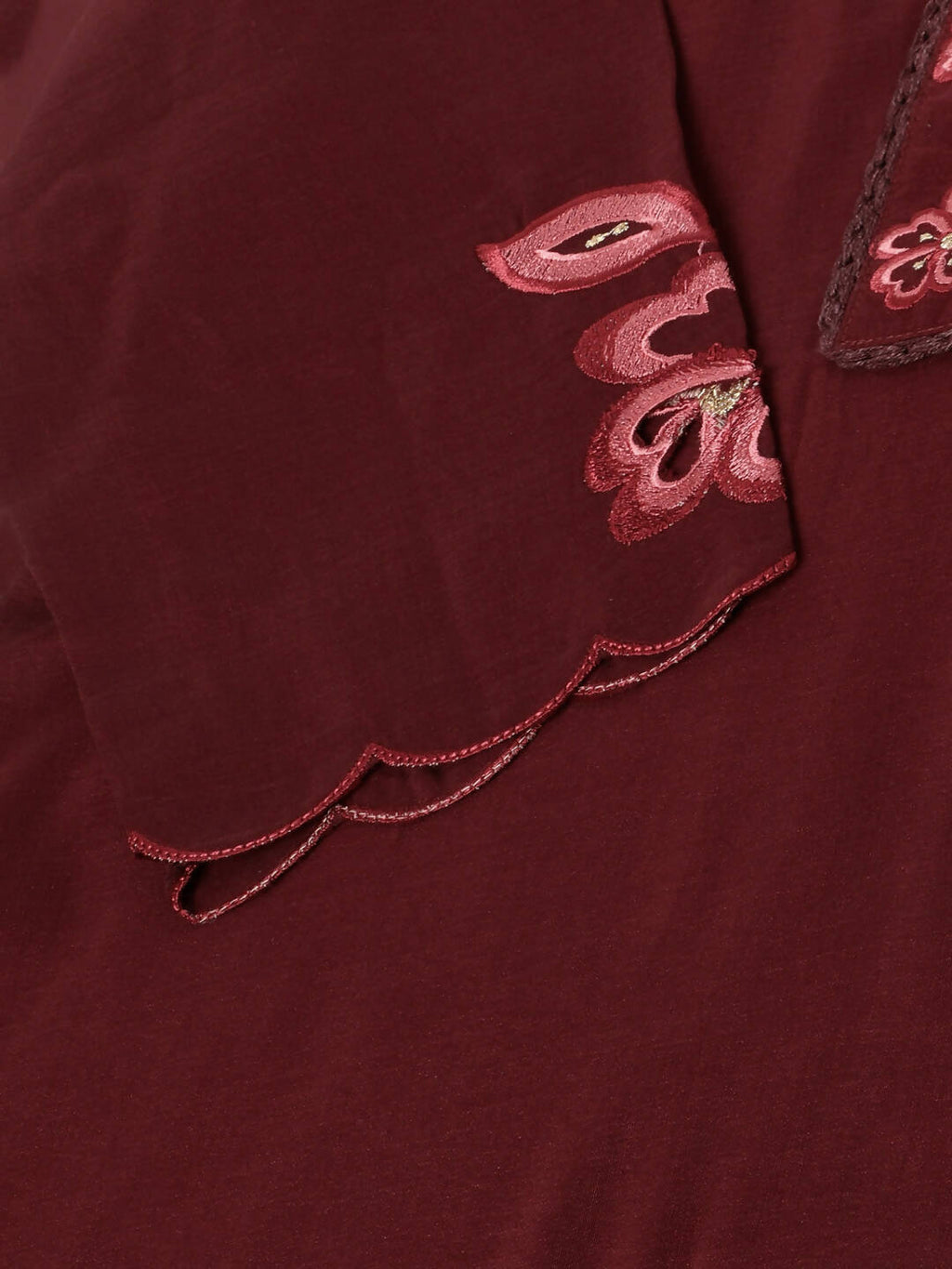 Maroon Chinon Silk Embroidered Straight Kurta with Trouser & Dupatta - Salimar | Grocsy