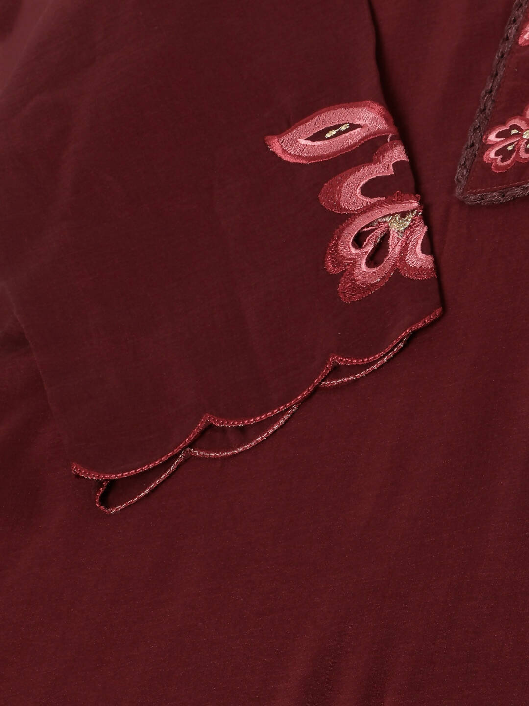 Maroon Chinon Silk Embroidered Straight Kurta with Trouser & Dupatta - Salimar | Grocsy