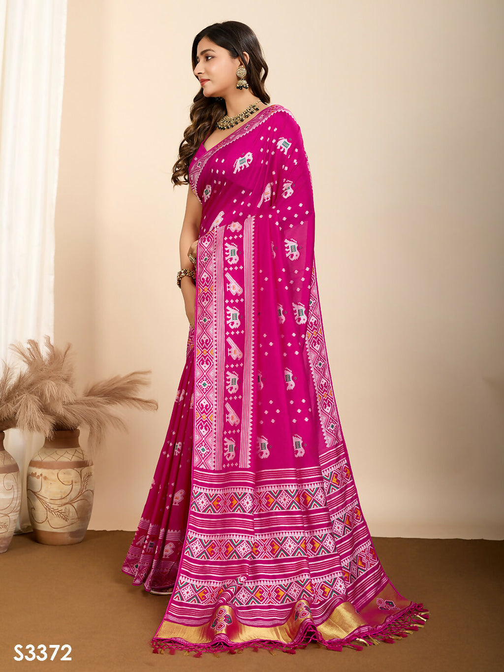 Pink Soft Silk Woven Meenakari Designer Saree - Vedanti | Grocsy