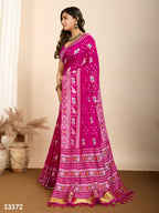 Pink Soft Silk Woven Meenakari Designer Saree - Vedanti | Grocsy