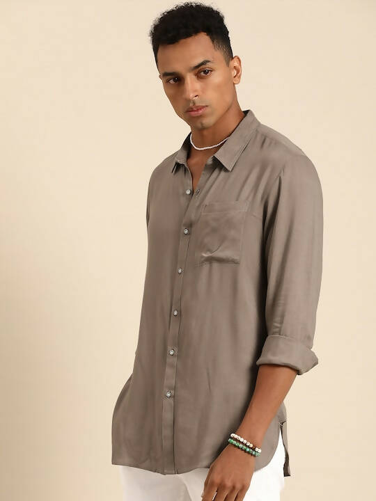 Grey Men Rayon Classic Opaque Casual Shirt - Mahotsav | Grocsy
