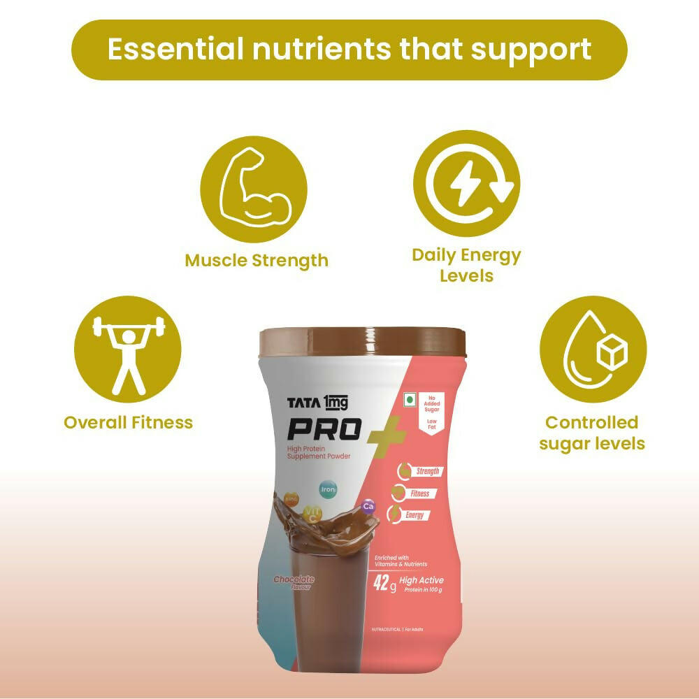 Tata 1mg Pro+ Soy Protein Supplement Powder(Chocolate Flavour) | Grocsy