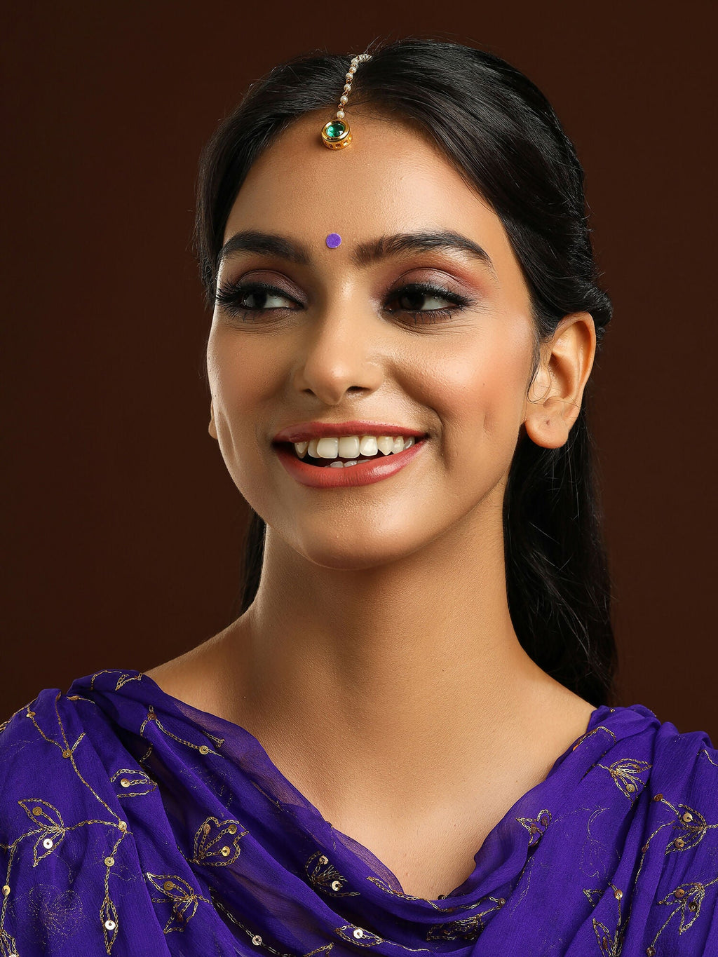 Ruby Raang Green Meenakari Kundan Maang Tikka | Grocsy