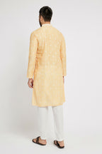Ethnic India Yellow Men's Kurta Ethnic Motifs Polyester | Grocsy