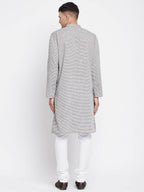 Even Apparels White Pure Cotton Men's Long Kurta With Band Collar | Grocsy