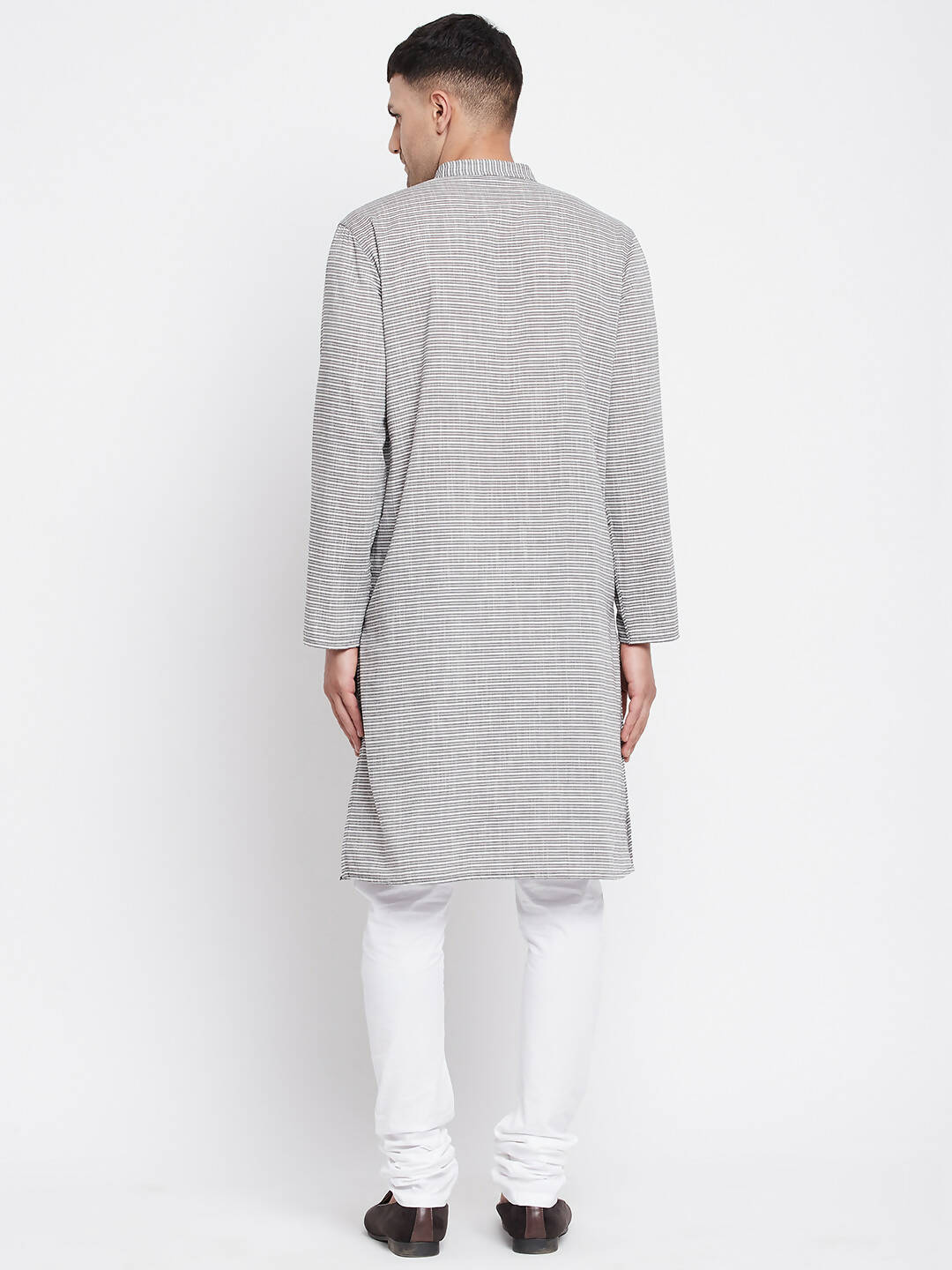 Even Apparels White Pure Cotton Men's Long Kurta With Band Collar | Grocsy