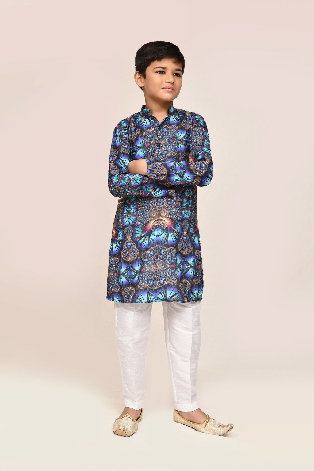 Joban Fashion Cotton Silk Blue Kurta With Straight Fit Pant | Grocsy