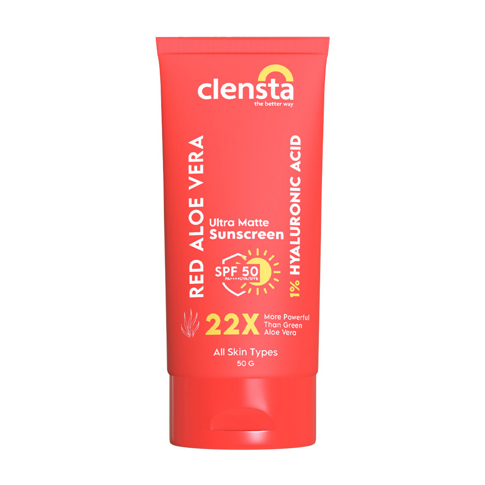 Clensta Red Aloe Vera Ultra Matte Sunscreen SPF 50 | Grocsy