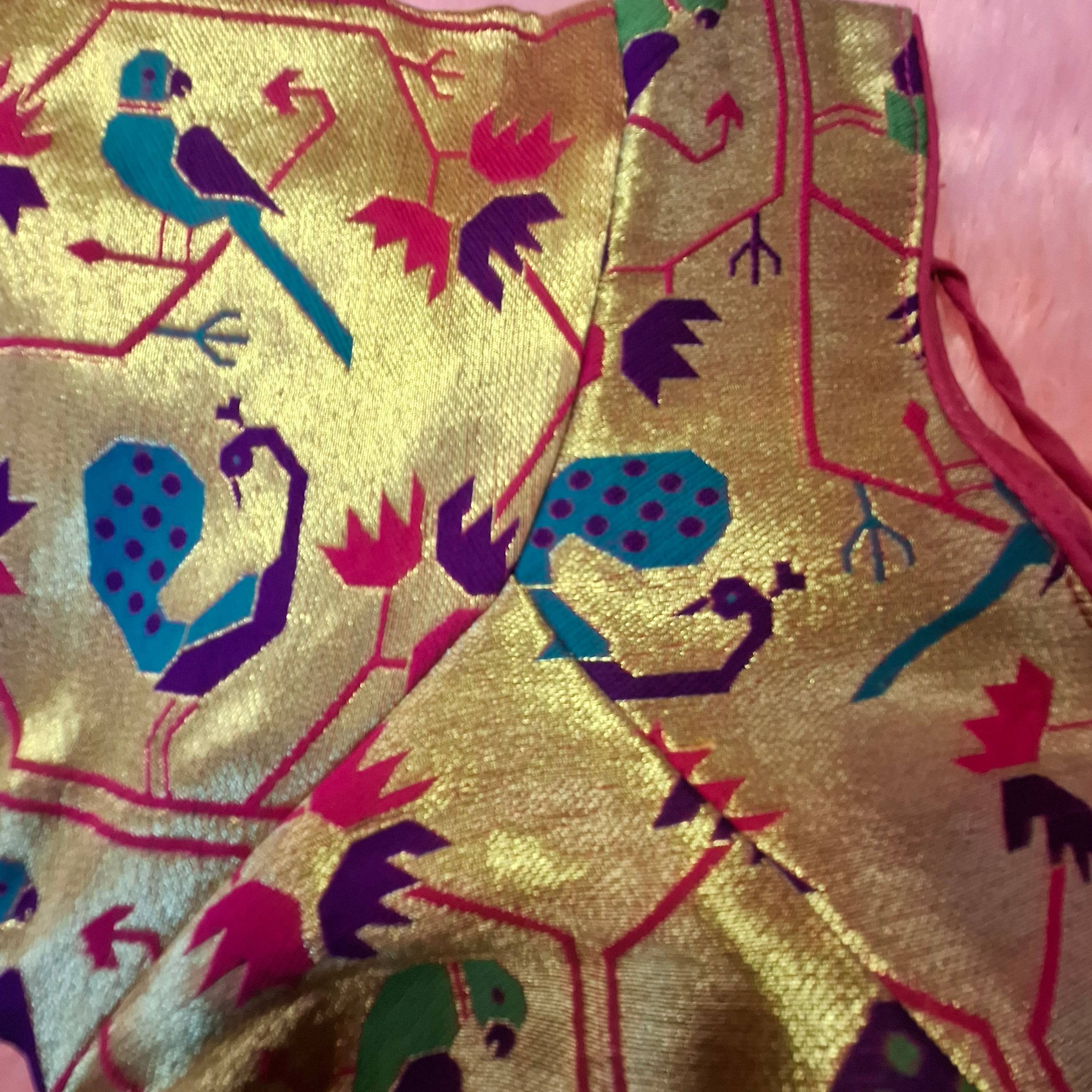 Kia Fashions Hot Pink Jacquard Weave Multi Color Paithani Readymade Blouse | Grocsy
