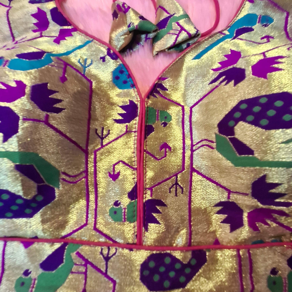 Kia Fashions Magenta Jacquard Weave Multi Color Paithani Readymade Blouse | Grocsy