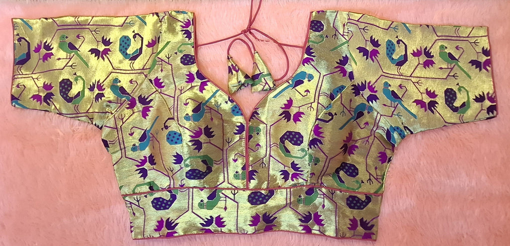 Kia Fashions Magenta Jacquard Weave Multi Color Paithani Readymade Blouse | Grocsy