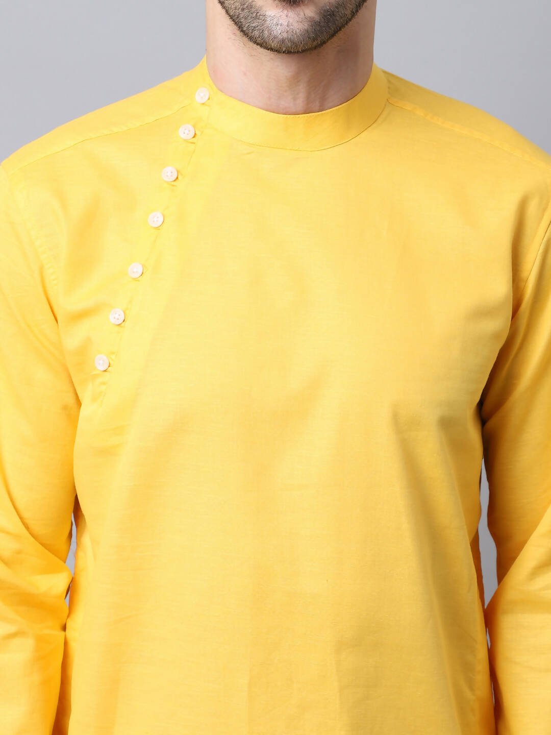 Even Apparels Yellow Pure Cotton Men's Kurta With Side Placket | Grocsy