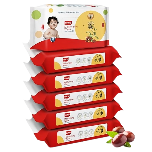 LuvLap Moisturising Wet Wipes without Lid - Jojoba Oil | Grocsy