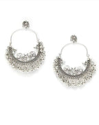 Mominos Fashion Silver-Plated Peacock Design Chandbali Earrings