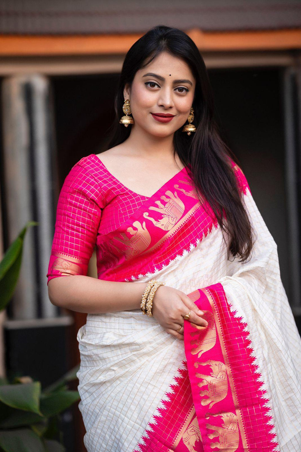 Rani Silk Zari Woven Saree with Unstitched Blouse - Hiral Fashion | Grocsy