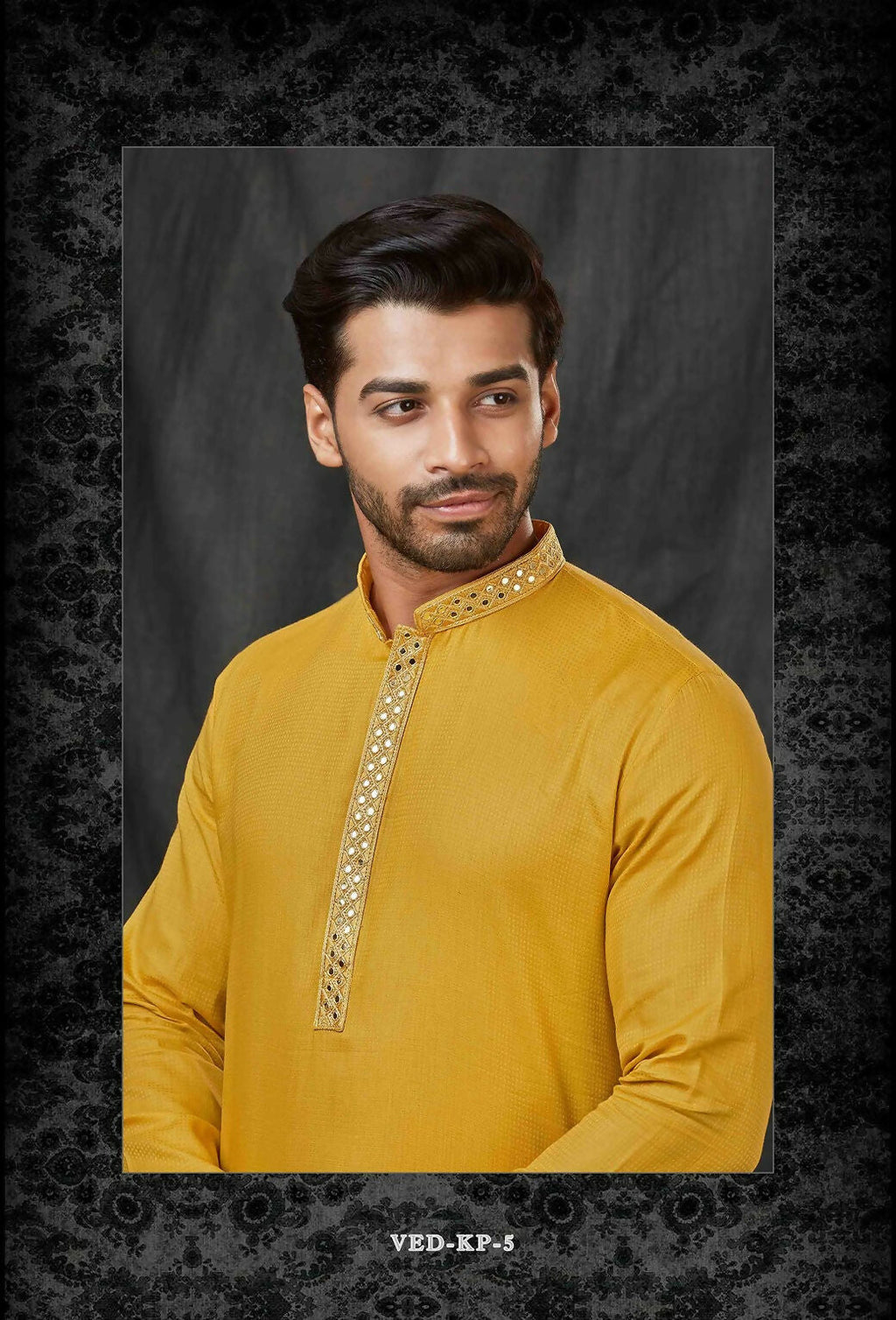 Joban Fashion Musturd Self Jacquard Kurta Pyjama | Grocsy