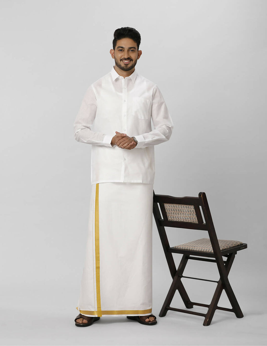 Ramraj Cotton Mens Full Sleeve Formal Poly Cotton White Shirt | Grocsy