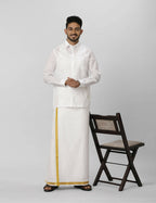 Ramraj Cotton Mens Full Sleeve Formal Poly Cotton White Shirt | Grocsy