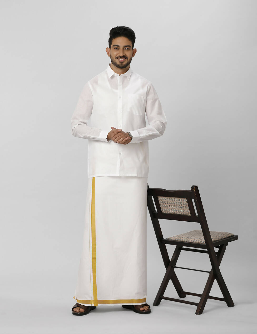 Ramraj Cotton Mens Full Sleeve Formal Poly Cotton White Shirt | Grocsy