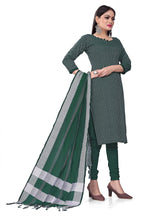 Green Cotton Jacquard Woven Unstitched Dress Material - Amara | Grocsy