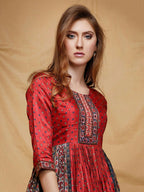 Designer casual Red Maroon Dola Silk Gown - Anbazaar | Grocsy