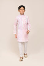 Joban Fashion Cotton Pink & Light Purple Kurta With Straight Fit Pant | Grocsy