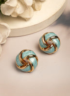 NVR Women's Turquoise Blue Floral Shape Stud Earrings | Grocsy