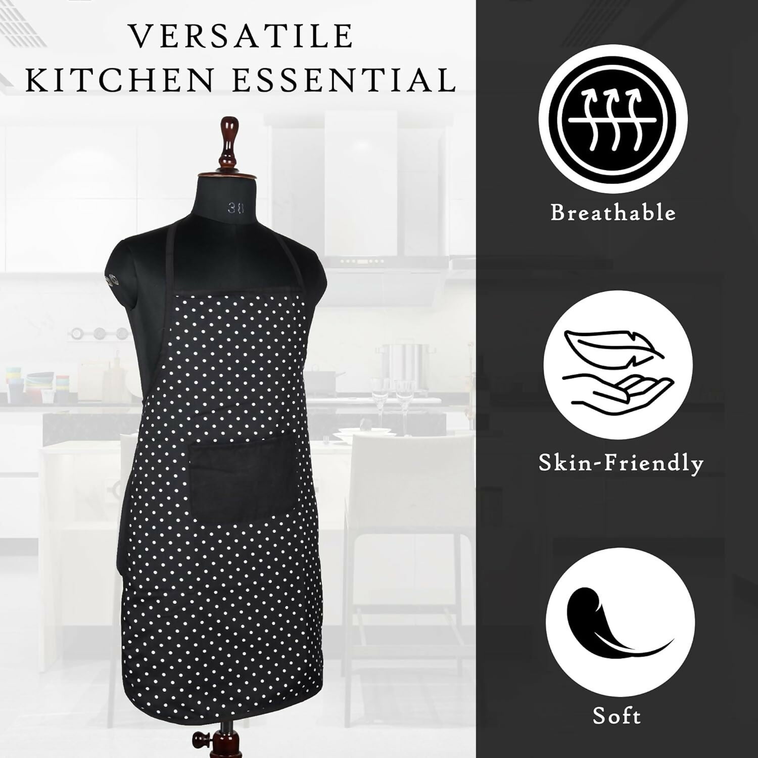 Kuber Industries Kitchen Apron Restaurant & Chef For Women & Men-Black | Grocsy