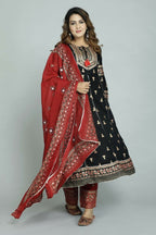 Alvano Alvano Women's Stylish Rayon Anarkali Kurta with Pant and Dupatta Set | Grocsy