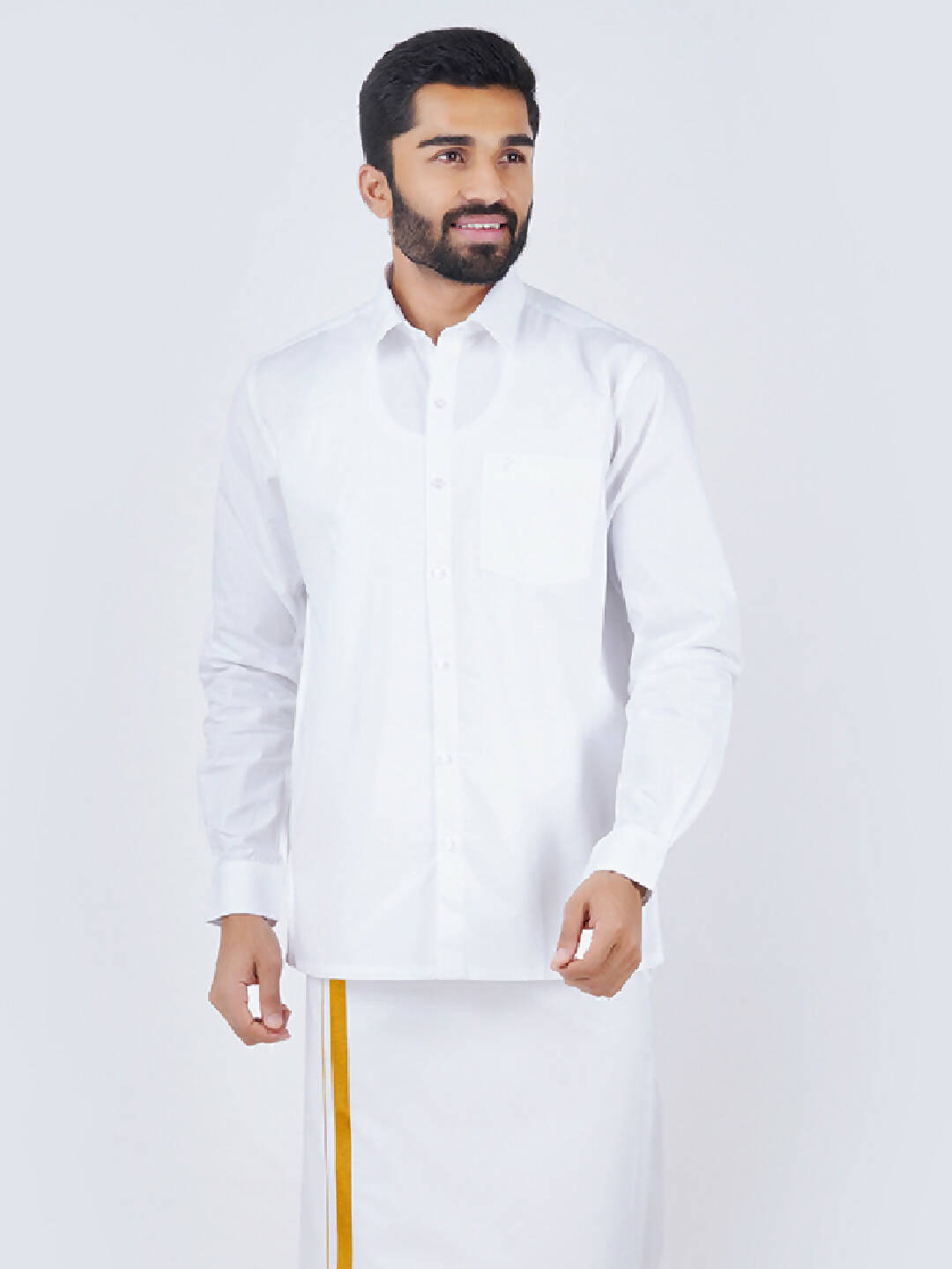 Ramraj Cotton Mens Full Sleeve Formal 100 % Cotton White Shirt | Grocsy