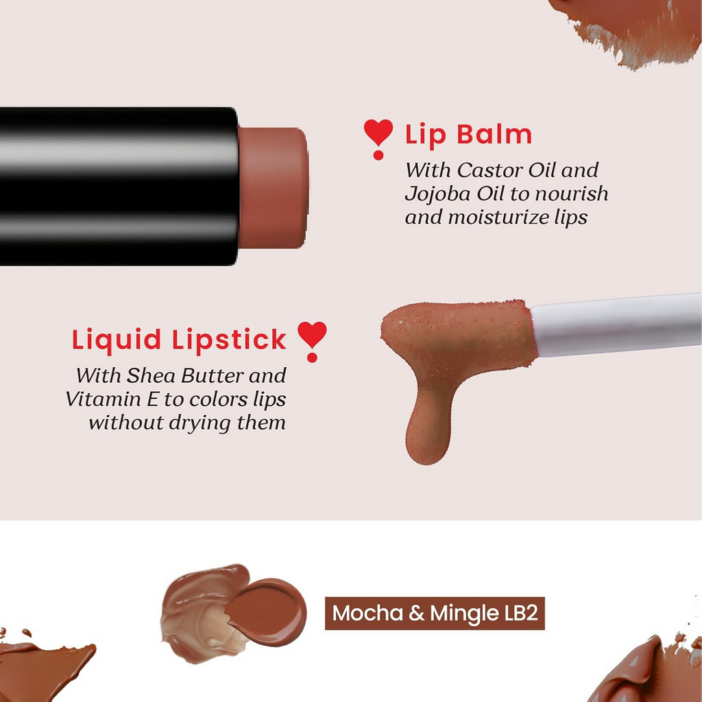 Color Cupid 2 in 1 Tinted Lip Balm + Liquid Lipstick - Mocha & Mingle | Grocsy