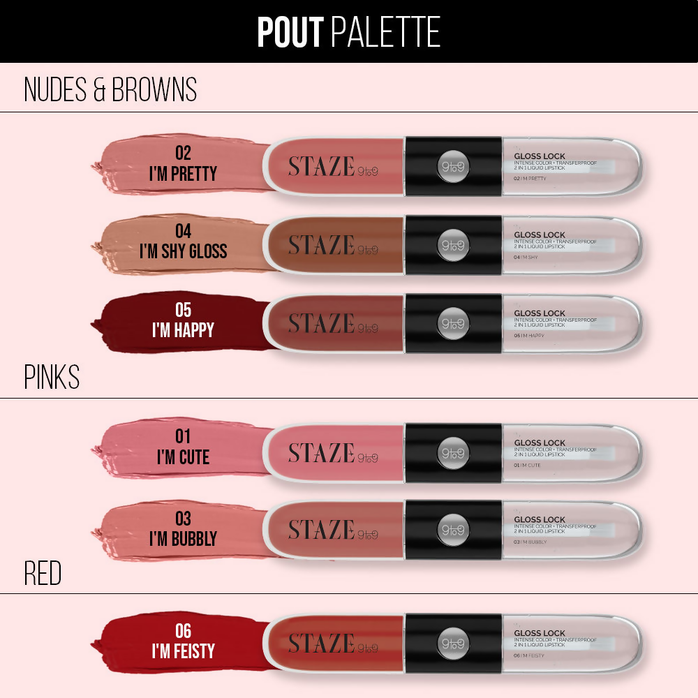 Staze 9To9 Gloss Lock 2-In-1 Liquid Lipstick - 06 Im Feisty | Grocsy