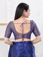 Joban Fashion Royal-Blue Tissue Elbow Sleeveless Back Open Blouse | Grocsy