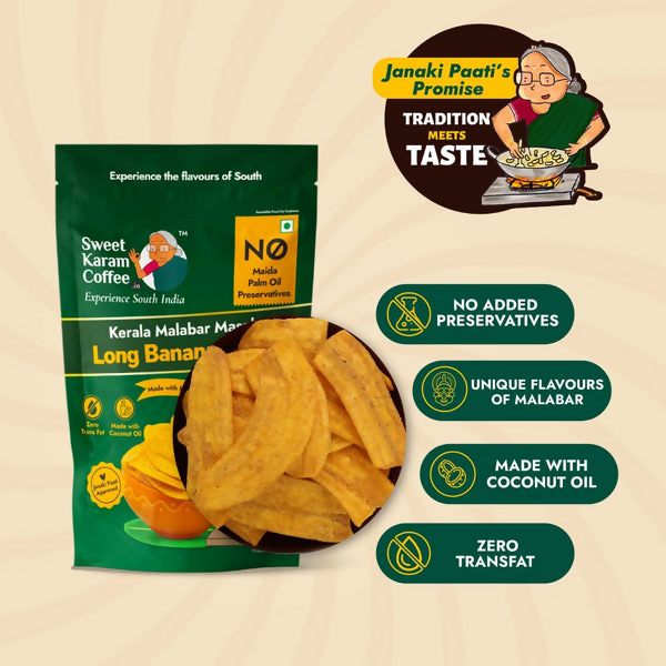 Sweet Karam Coffee Kerala's Long Banana Chips (Malabar Masala) | Grocsy
