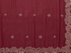 Maroon Silk Georgette Cord Embroidery Saree - Norita Saumya | Grocsy
