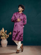 Purple Viscose Designer Sequance Embroidery Work Men's Kurta Set - Mahotsav | Grocsy