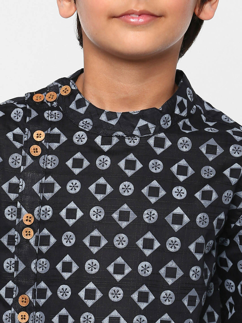Manet Ethnic Full Sleeves Circle Printed Shirt - Black | Grocsy